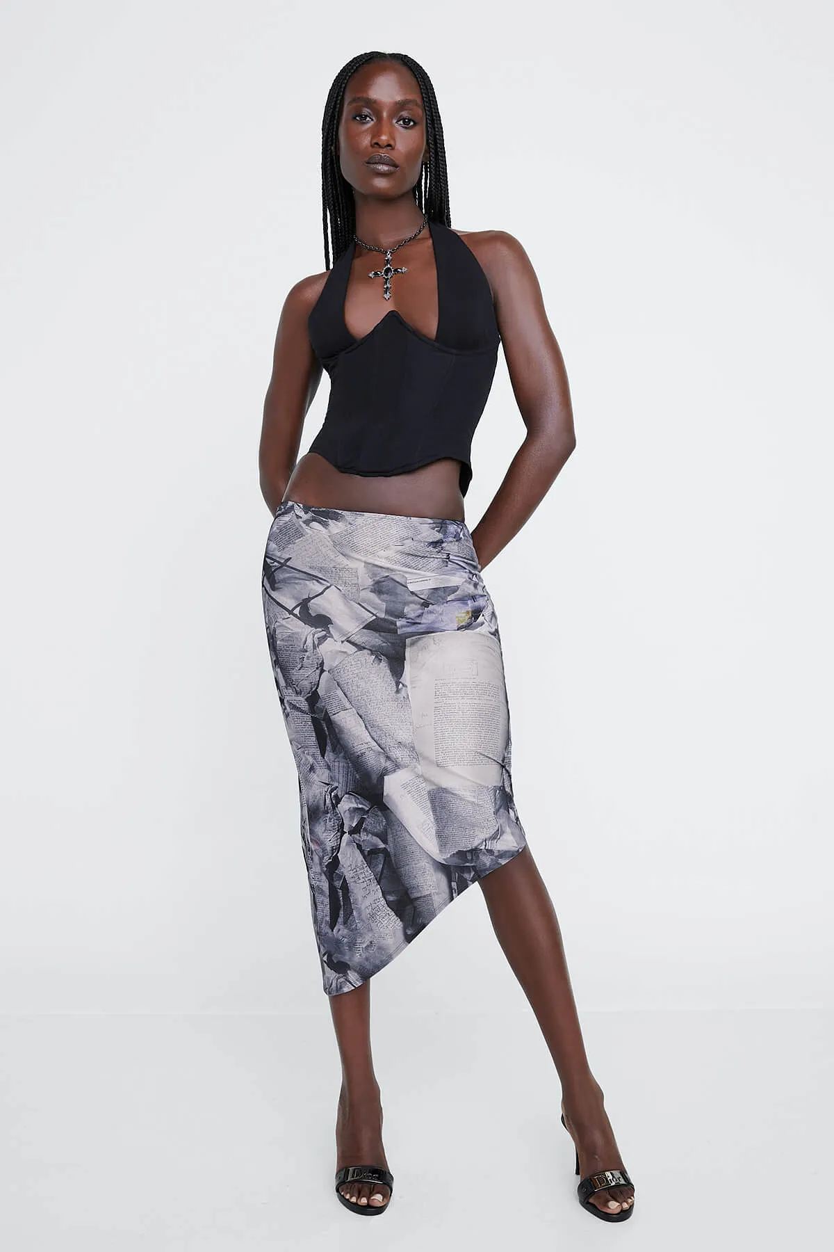 VERO SKIRT - NEWSPAPER TROMPE L'OEIL sold by Miaou product image thumbnail 3