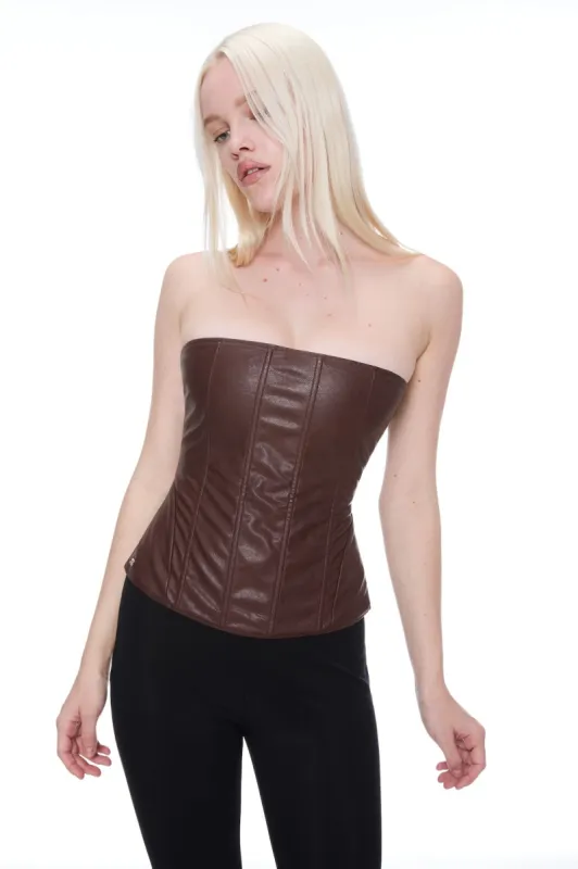LIBRA CORSET - BROWN VEGAN LEATHER sold by Miaou