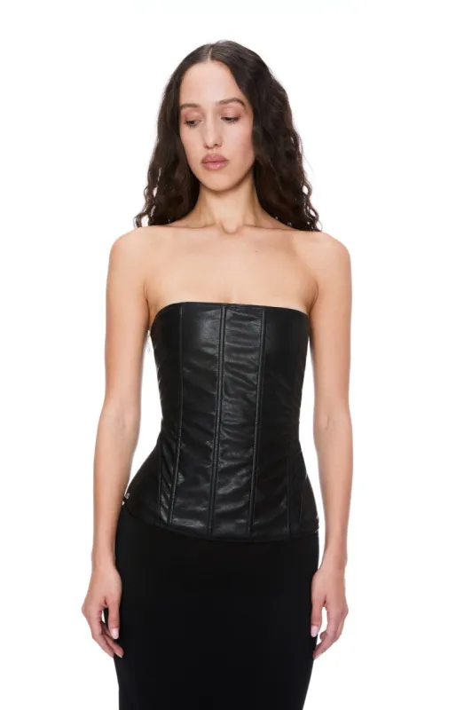 LIBRA CORSET - BLACK VEGAN LEATHER sold by Miaou