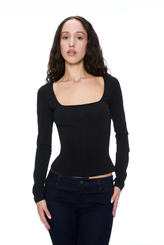 DOLCE & GABBANA BLACK LONG SLEEVE TOP sold by Miaou