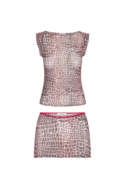 LUCIA TOP + ELEKTRA SKIRT - LIZARD sold by Miaou