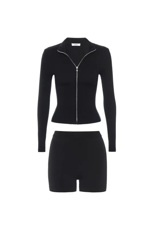 VLAD ZIP UP + BOOTY SHORT - BLACK sold by Miaou
