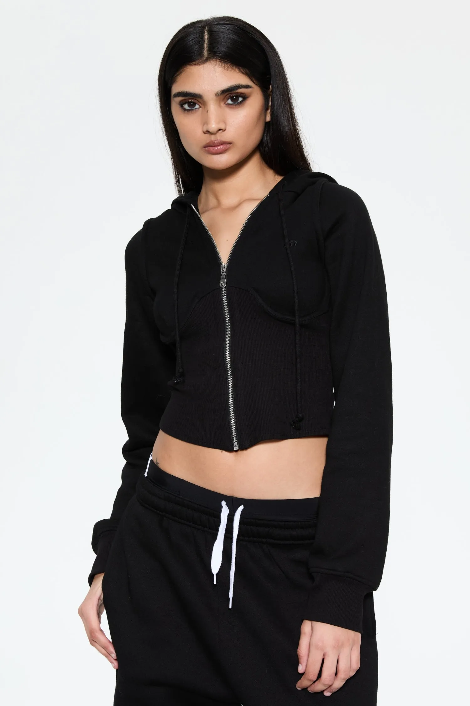 SADIE CORSET HOODIE - BLACK sold by Miaou