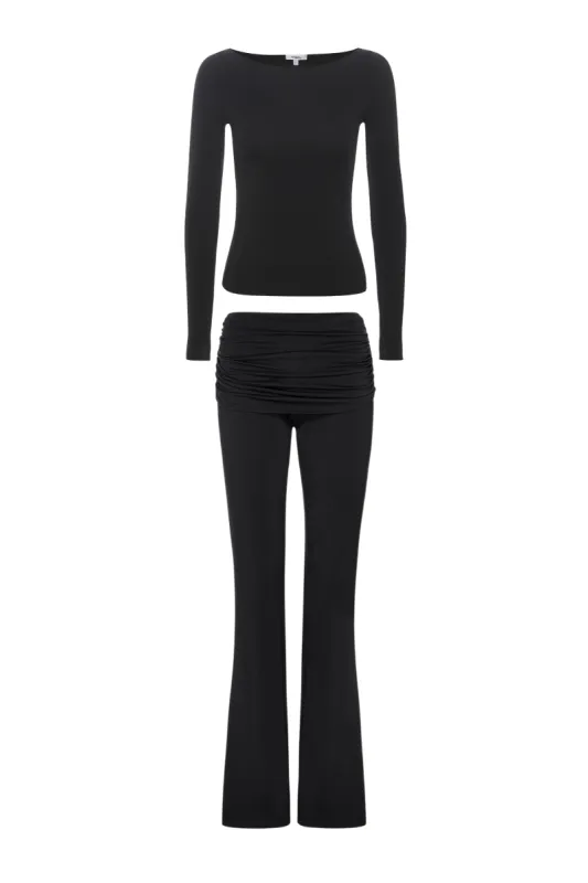 AMELIA TOP + ALANA PANT - BLACK sold by Miaou