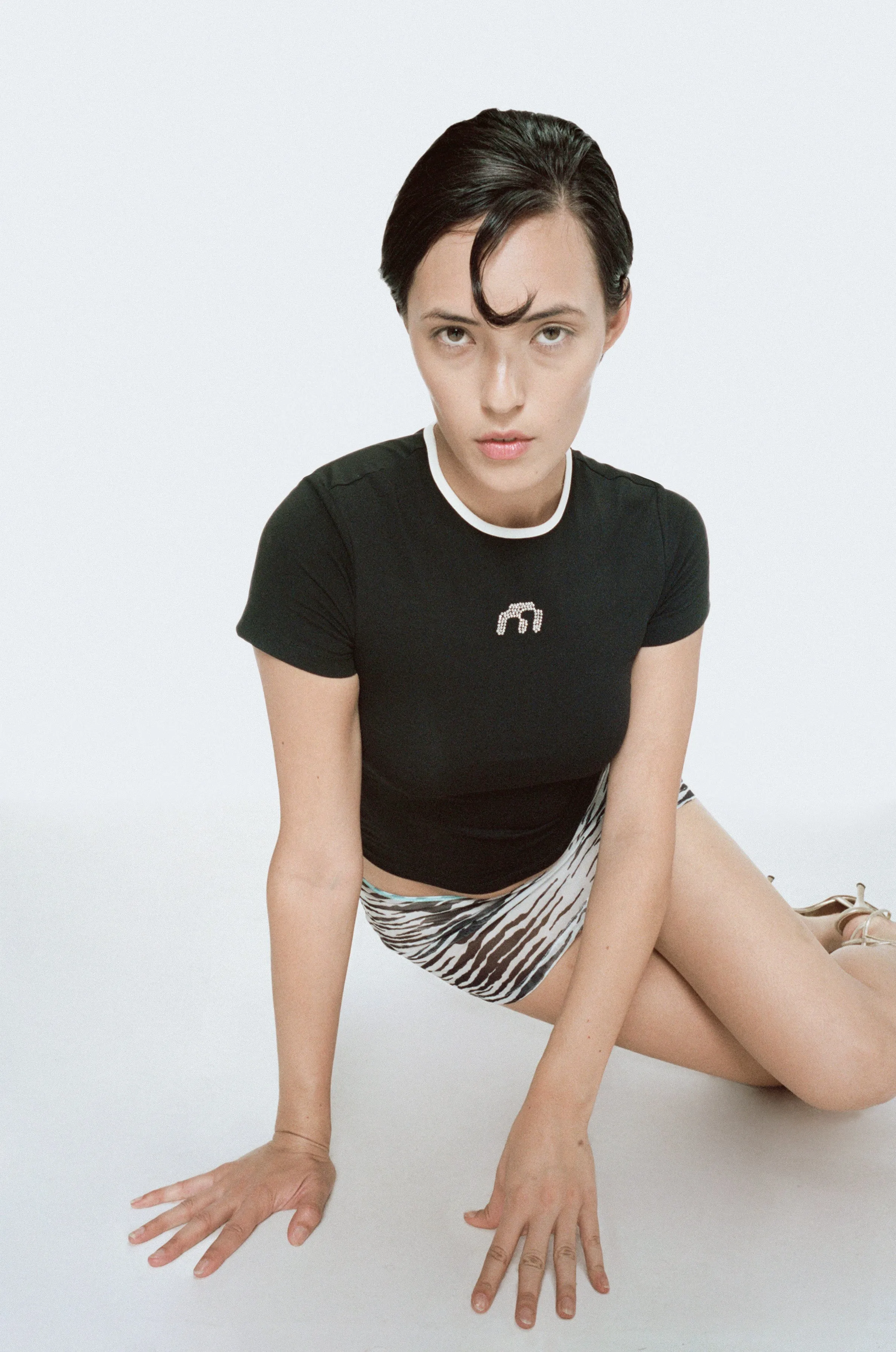 RHINESTONE MINI TEE - BLACK sold by Miaou