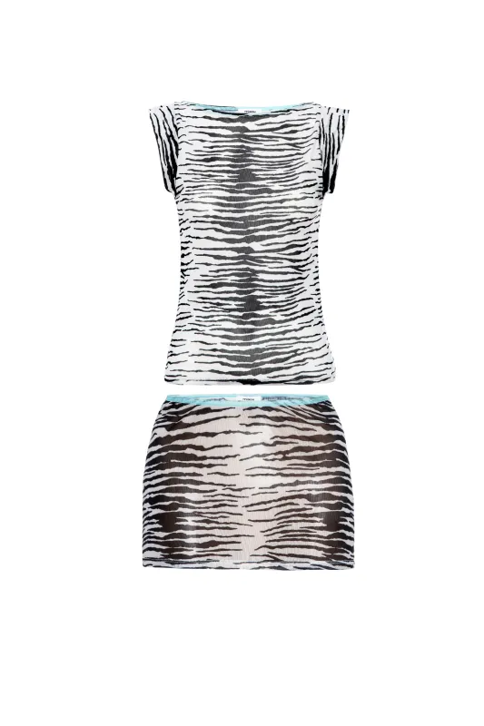 LUCIA TOP + ELEKTRA SKIRT - ZEBRA sold by Miaou
