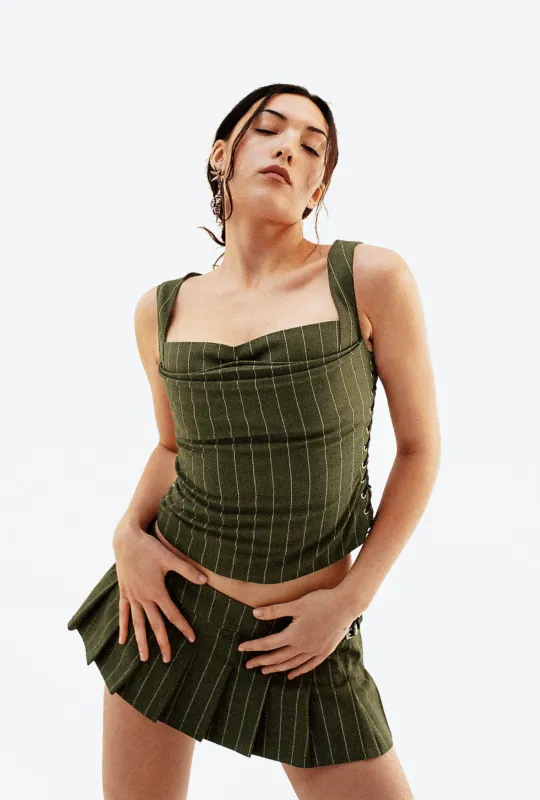 VALLOIS CORSET - OLIVE PINSTRIPE sold by Miaou
