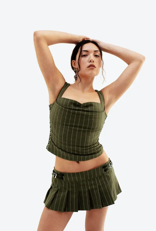 RENO SKIRT - OLIVE PINSTRIPE sold by Miaou