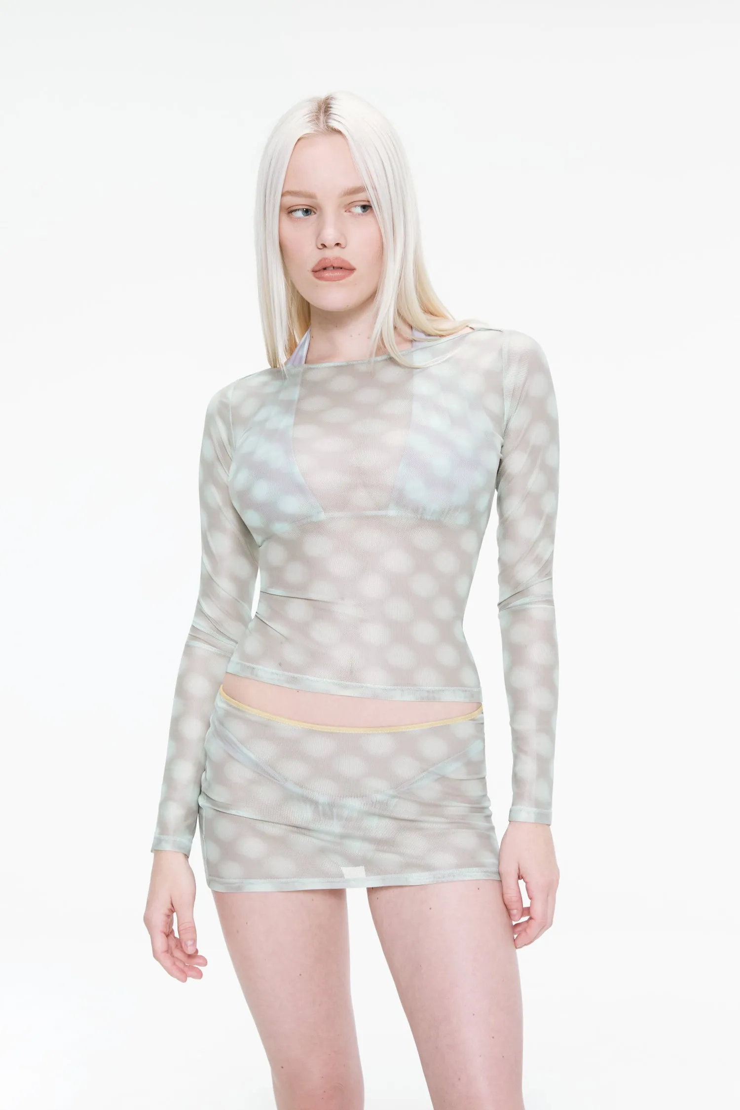 AMELIA TOP - MINT BLURRED DOT sold by Miaou product image thumbnail 2