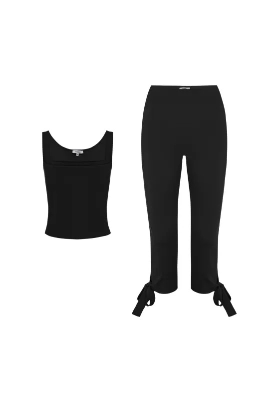 LUNA TOP + EMMA CAPRI - BLACK sold by Miaou