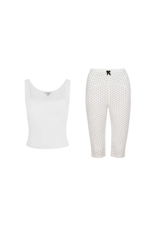 LUNA TOP + JANE SHORT - DOVE / BLACK POLKA DOT sold by Miaou