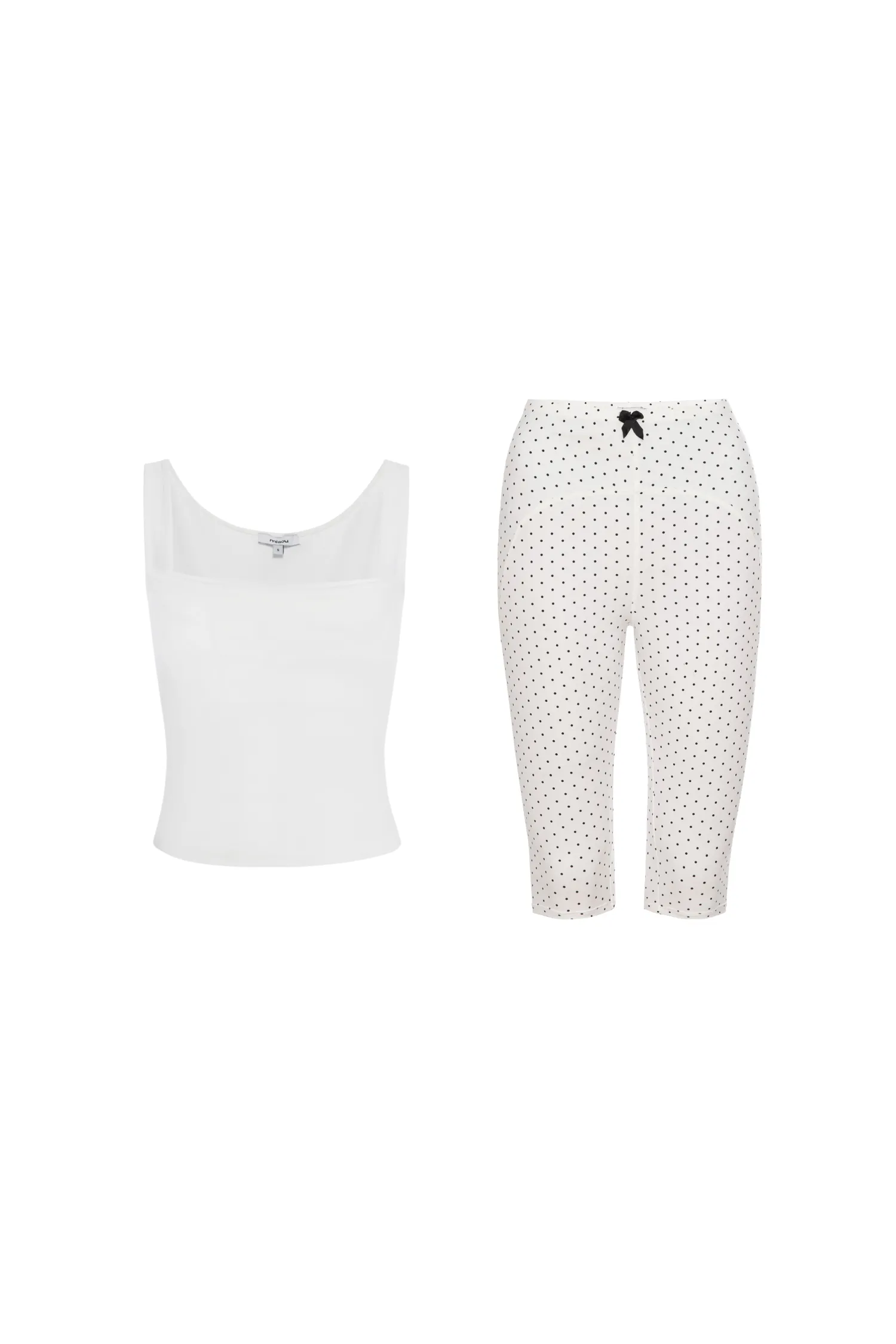 LUNA TOP + JANE SHORT - DOVE / BLACK POLKA DOT sold by Miaou