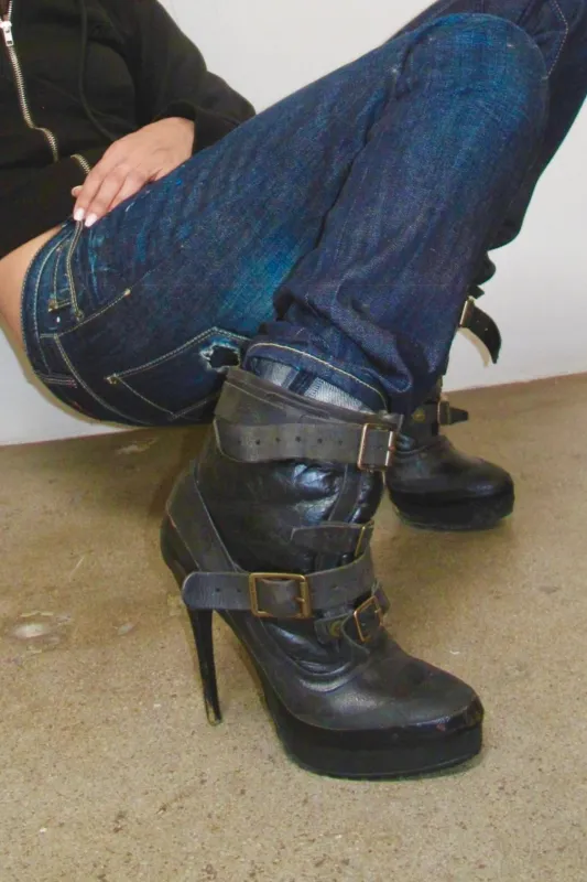 BURBERRY SHEARLING HEELED MOTO BOOTS sold by Miaou