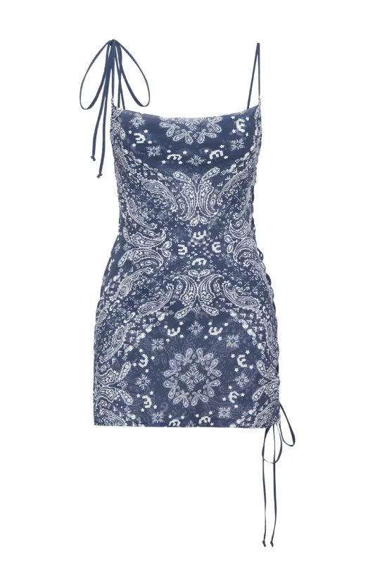 DANIELA DRESS - BANDANA NAVY sold by Miaou