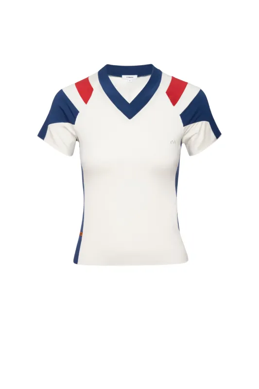MEL TEE - WHITE/NAVY/RED sold by Miaou
