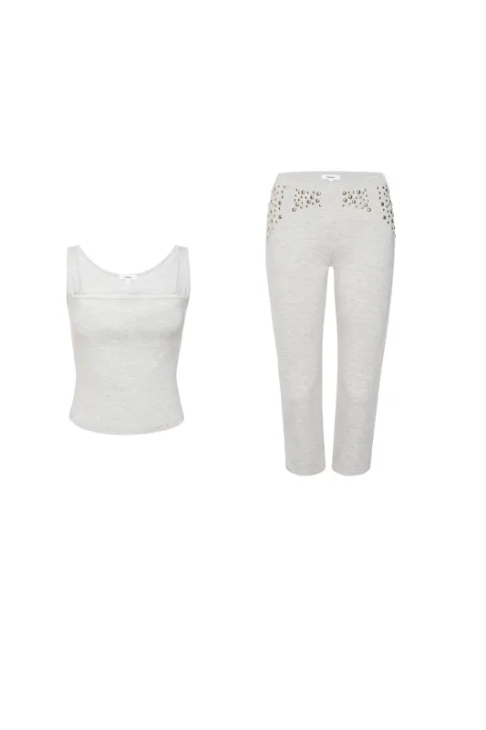 LUNA TOP + CHER CAPRI - HEATHER GREY sold by Miaou