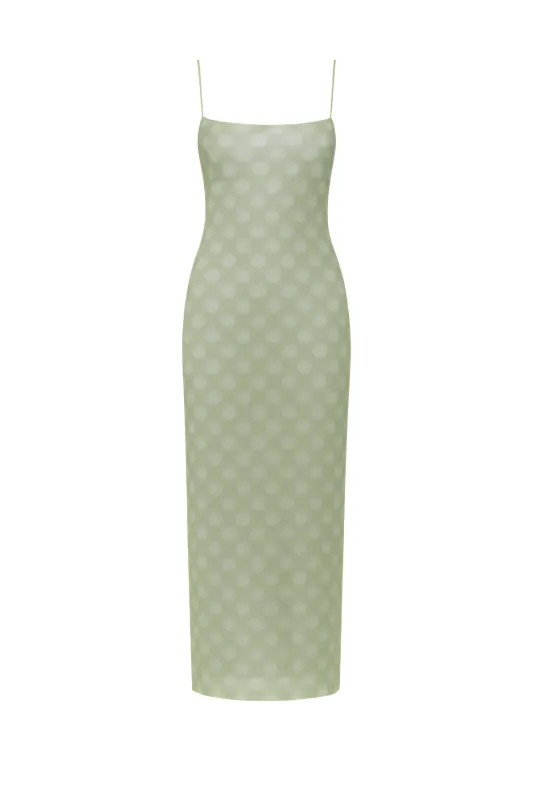 THAIS DRESS - MINT BLURRED DOT made by Miaou