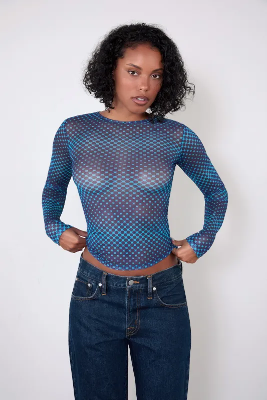 LONG SLEEVE TEE - WARPED DOT COBALT made by Miaou