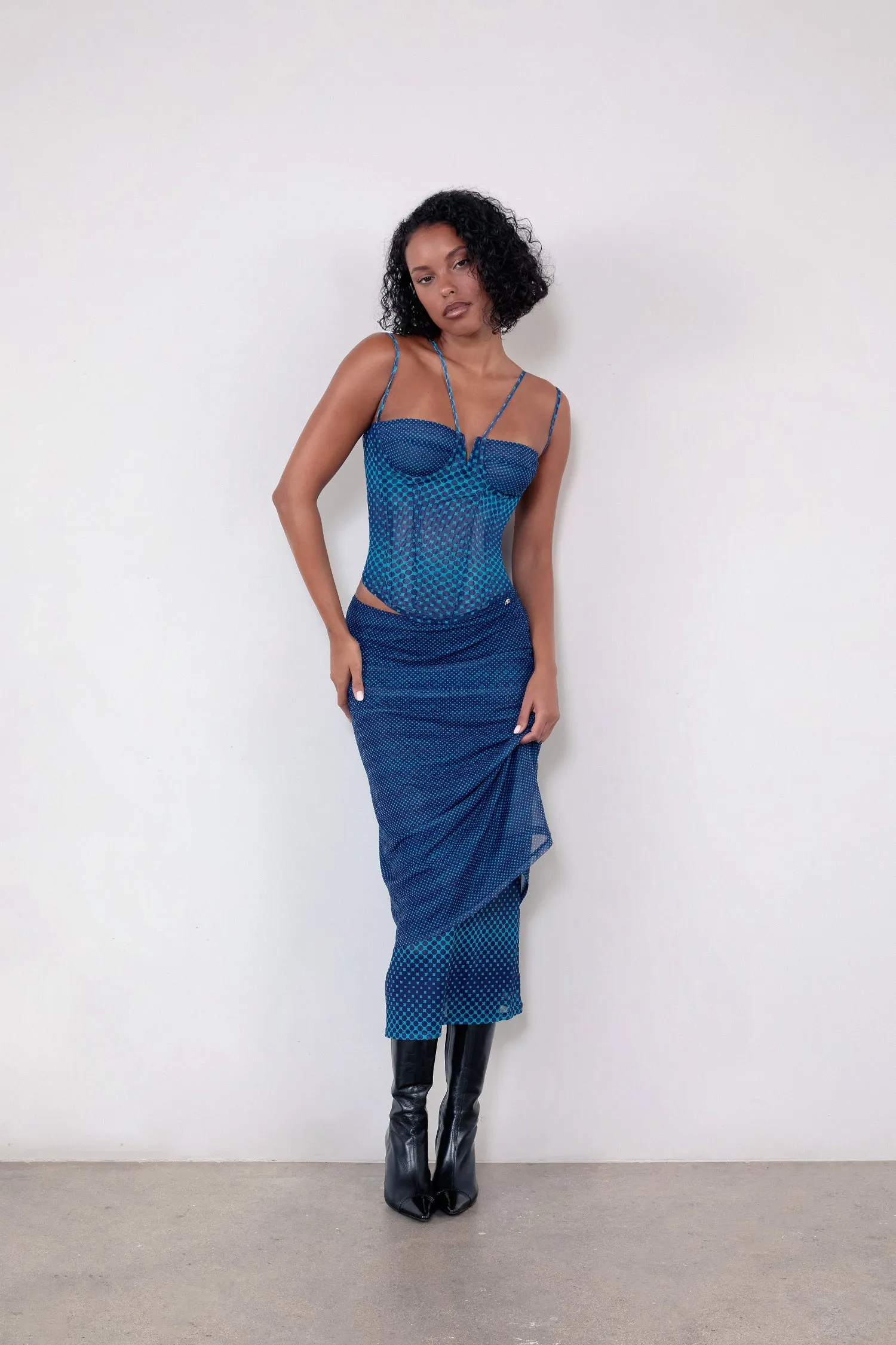 APHEX CORSET - WARPED DOT COBALT sold by Miaou product image thumbnail 4