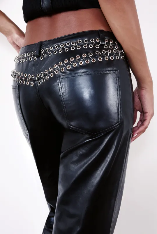 JOSEPHINA PANT - BLACK LEATHER made by Miaou