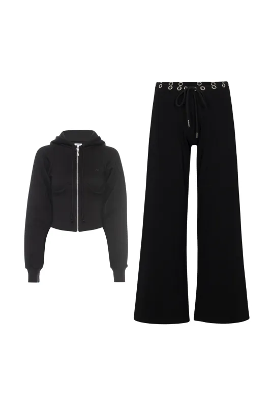 SADIE CORSET HOODIE + ZANE SWEATPANT - BLACK made by Miaou