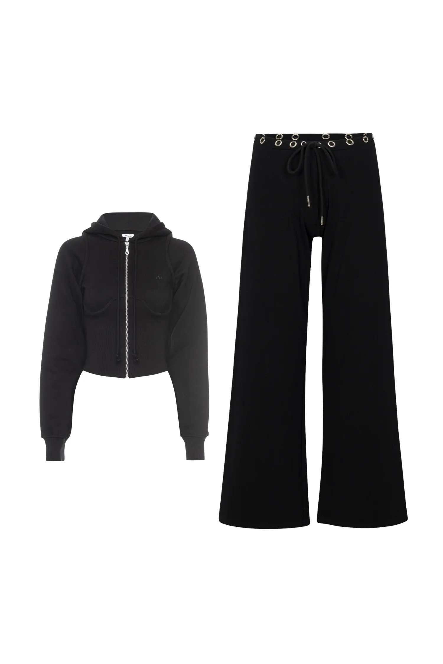 SADIE CORSET HOODIE + ZANE SWEATPANT - BLACK sold by Miaou