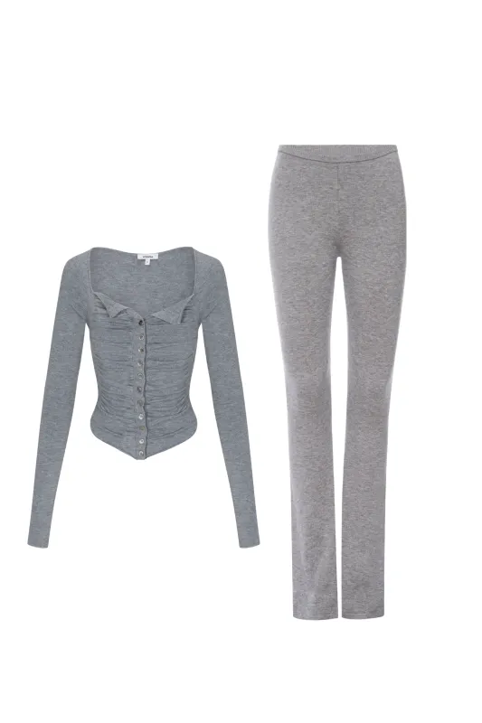 SOPHIE CORSET + ALIA PANT - HEATHER GREY sold by Miaou