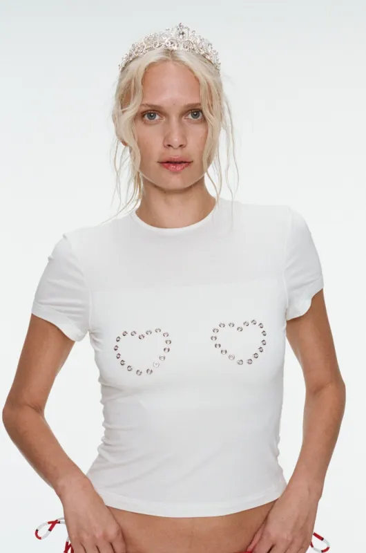 MINI TEE - WHITE GROMMET HEART sold by Miaou