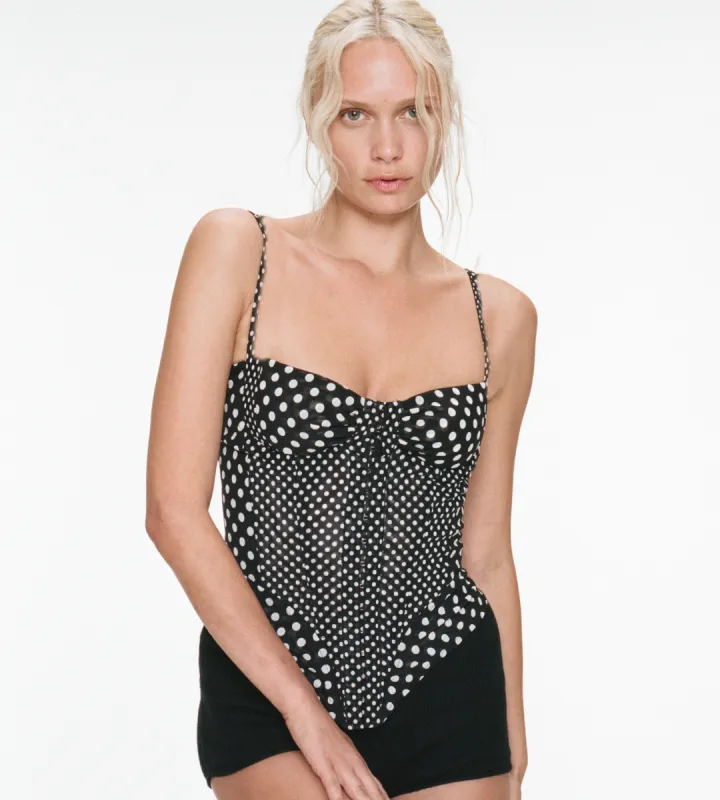 DEVILLE CORSET - BLACK AND WHITE POLKA DOT sold by Miaou