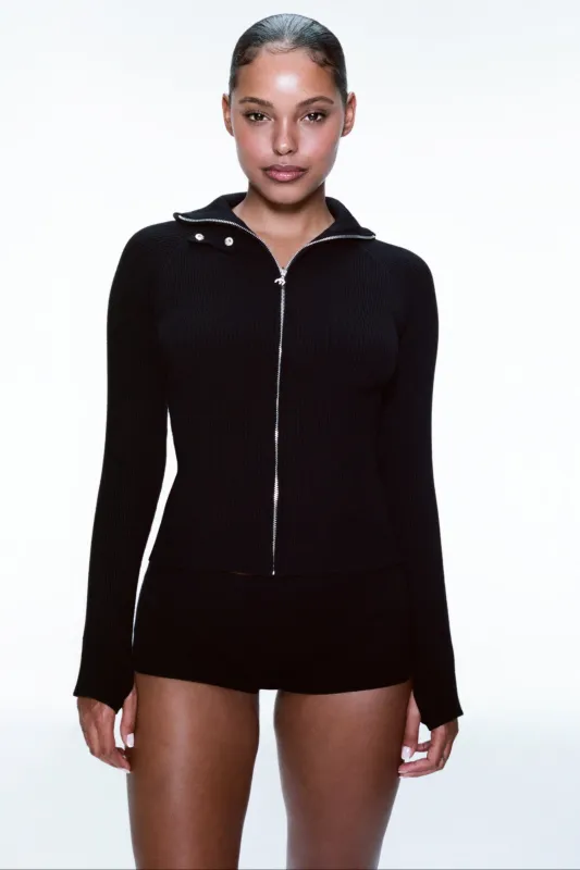 LENA ZIP UP HOODIE - BLACK sold by Miaou