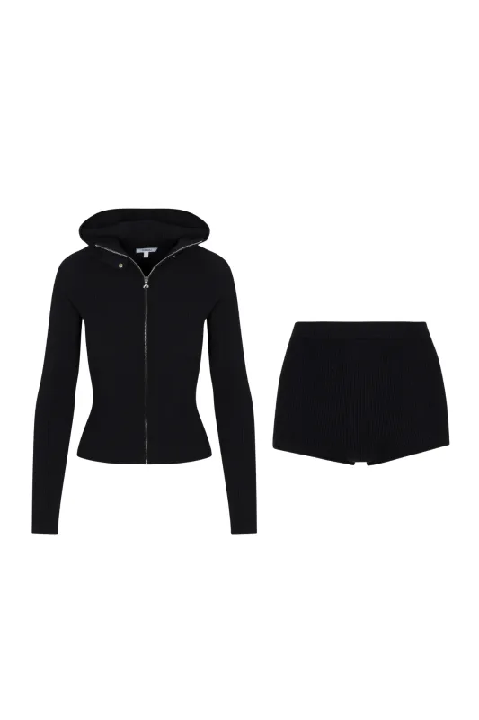 LENA ZIP UP + EMILIA SHORT - BLACK sold by Miaou
