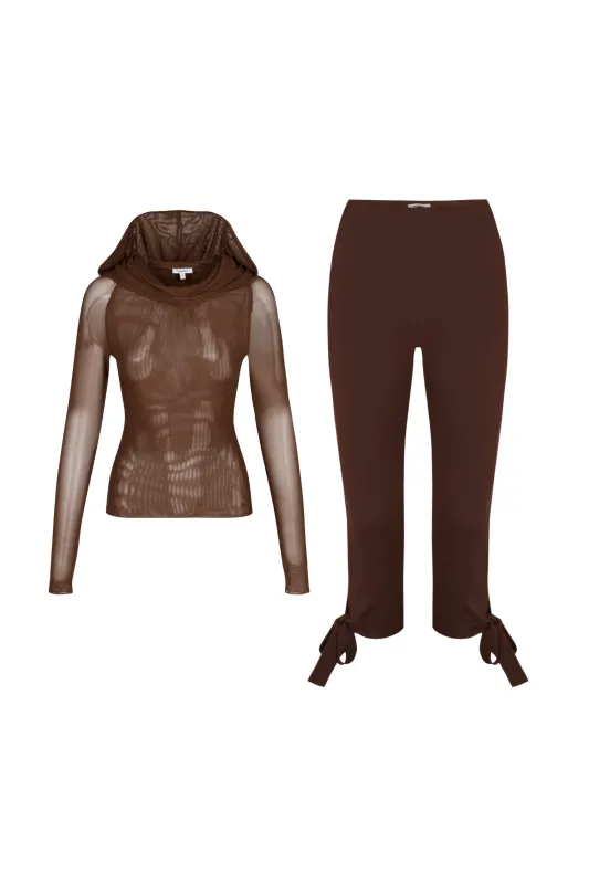 MABLE TOP + EMMA CAPRI - CHOCOLATE sold by Miaou