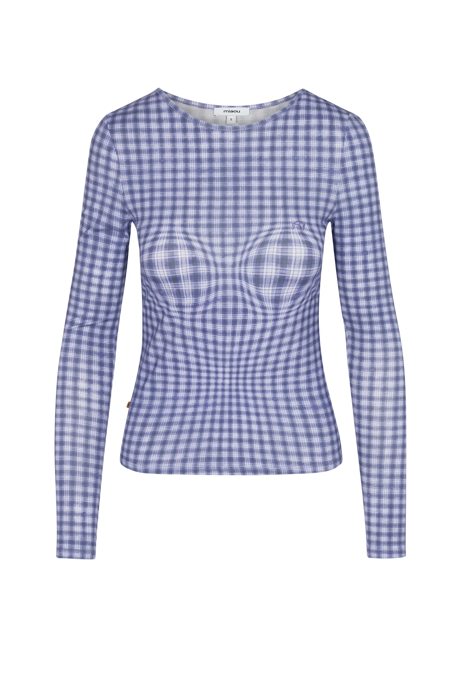 LONG SLEEVE TOP - NAVY WARPED PLAID sold by Miaou product image thumbnail 2
