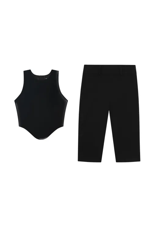 JINX LATEX TANK + HARLEY CAPRI - BLACK made by Miaou