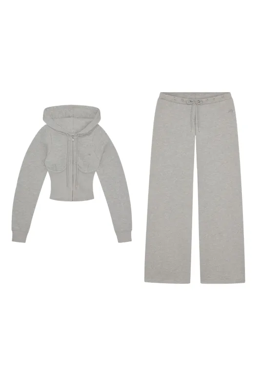 SADIE CORSET HOODIE + ZANE SWEATPANT - GREY sold by Miaou