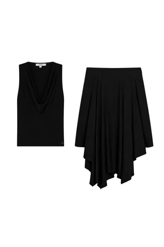 RENEE TOP + TY SKIRT - BLACK made by Miaou