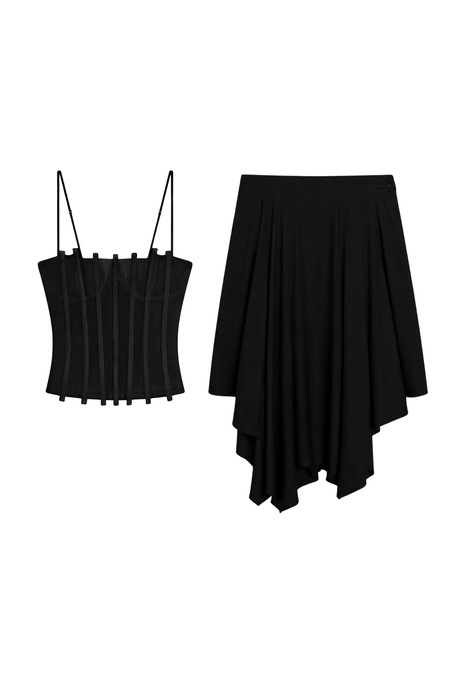 LILA CORSET + TY SKIRT - BLACK sold by Miaou
