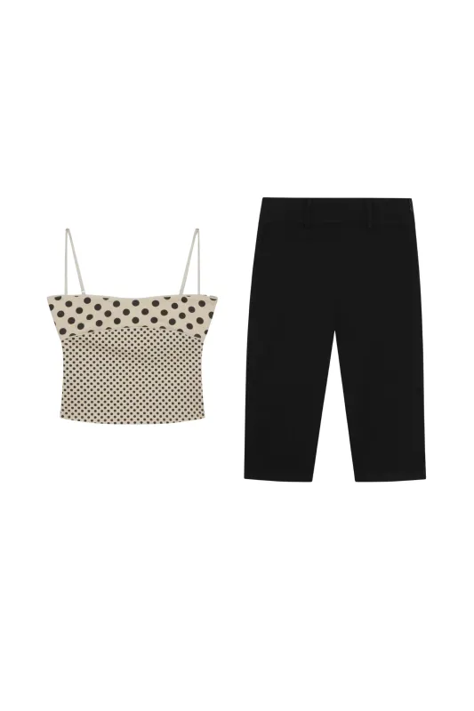 STELLA TANK + HARLEY CAPRI - NUDE POLKA DOT / BLACK made by Miaou