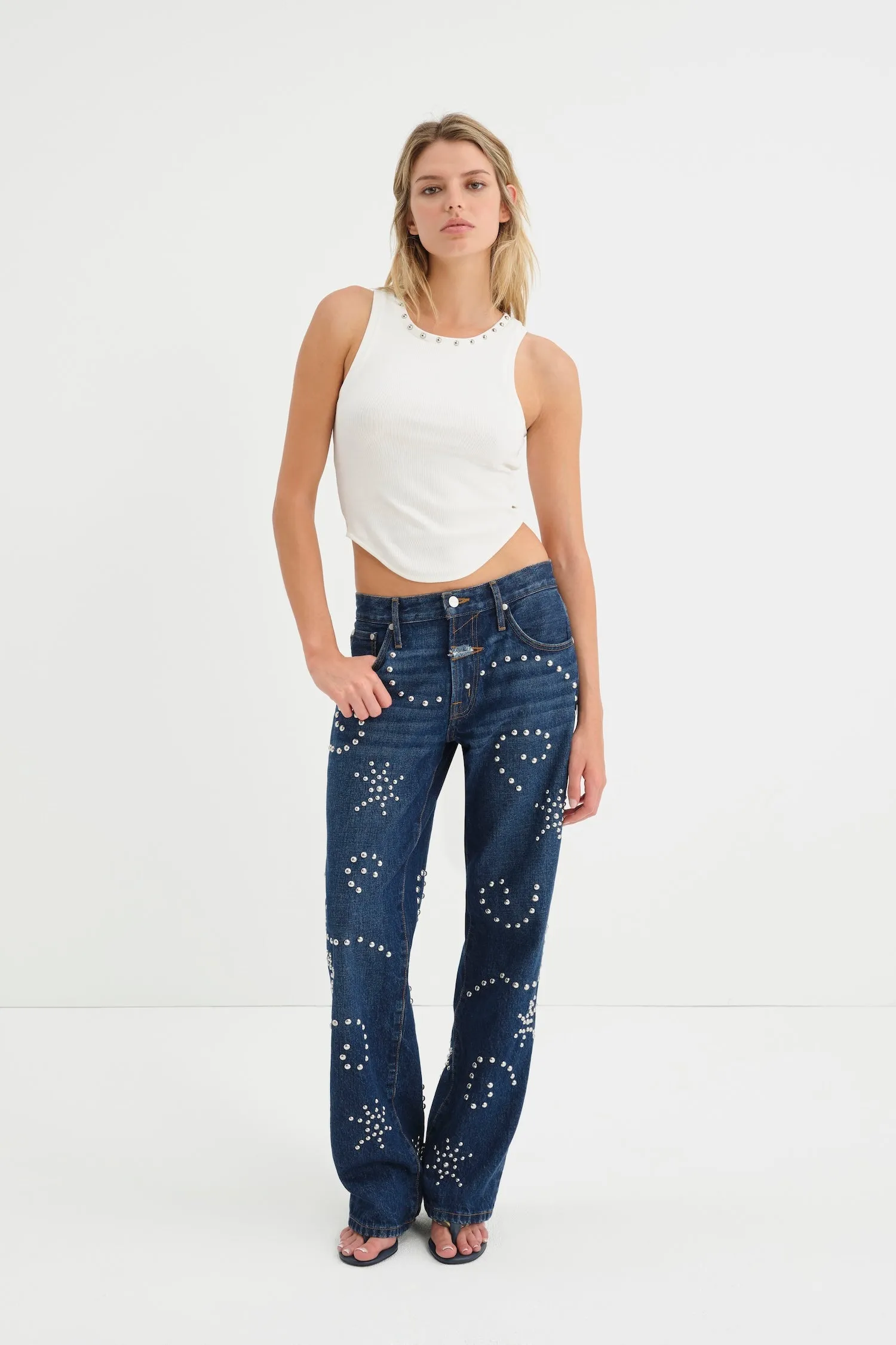 BOYFRIEND JEAN - DARK WASH STUDS sold by Miaou product image thumbnail 3