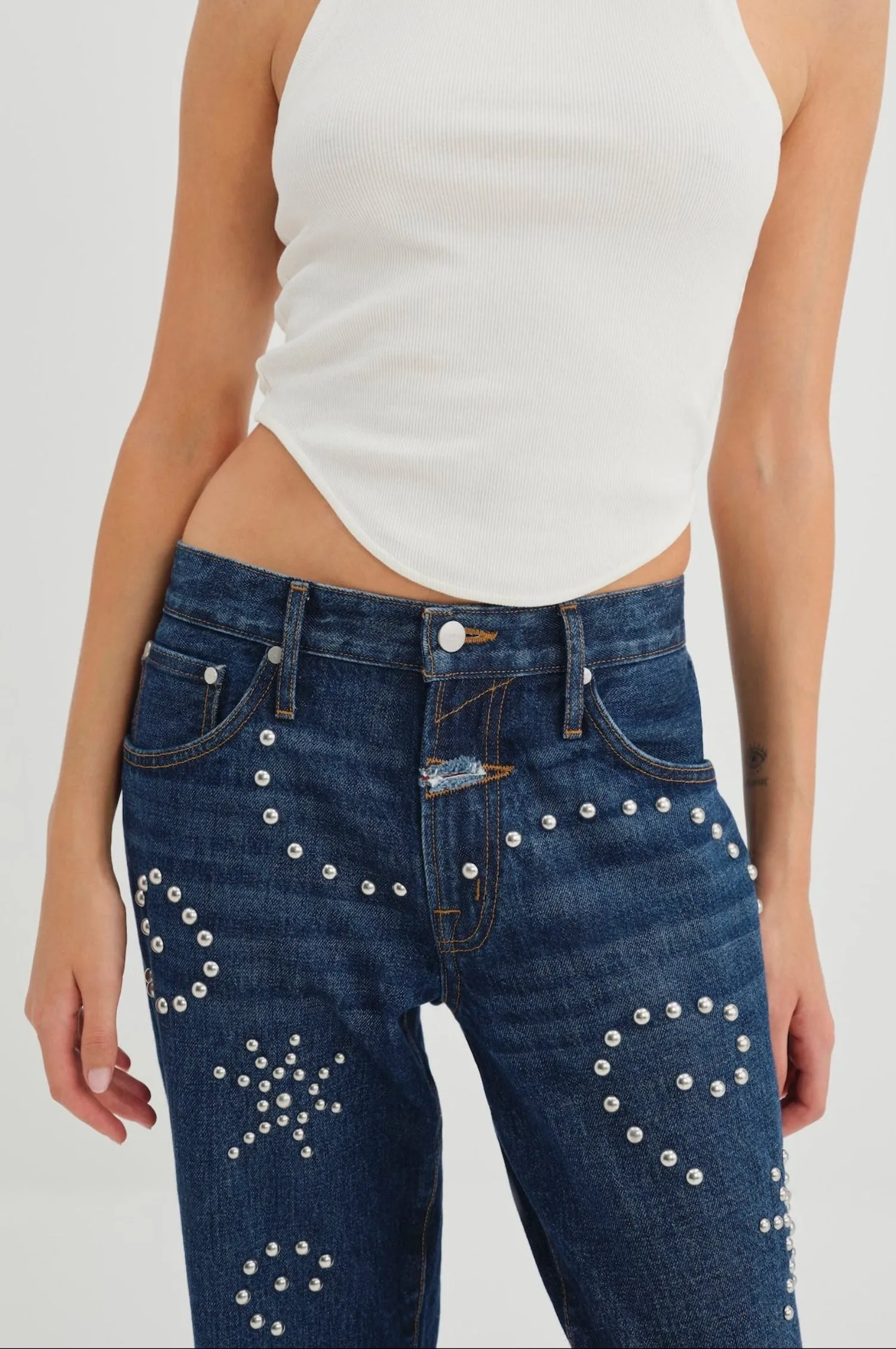 BOYFRIEND JEAN - DARK WASH STUDS sold by Miaou product image thumbnail 5