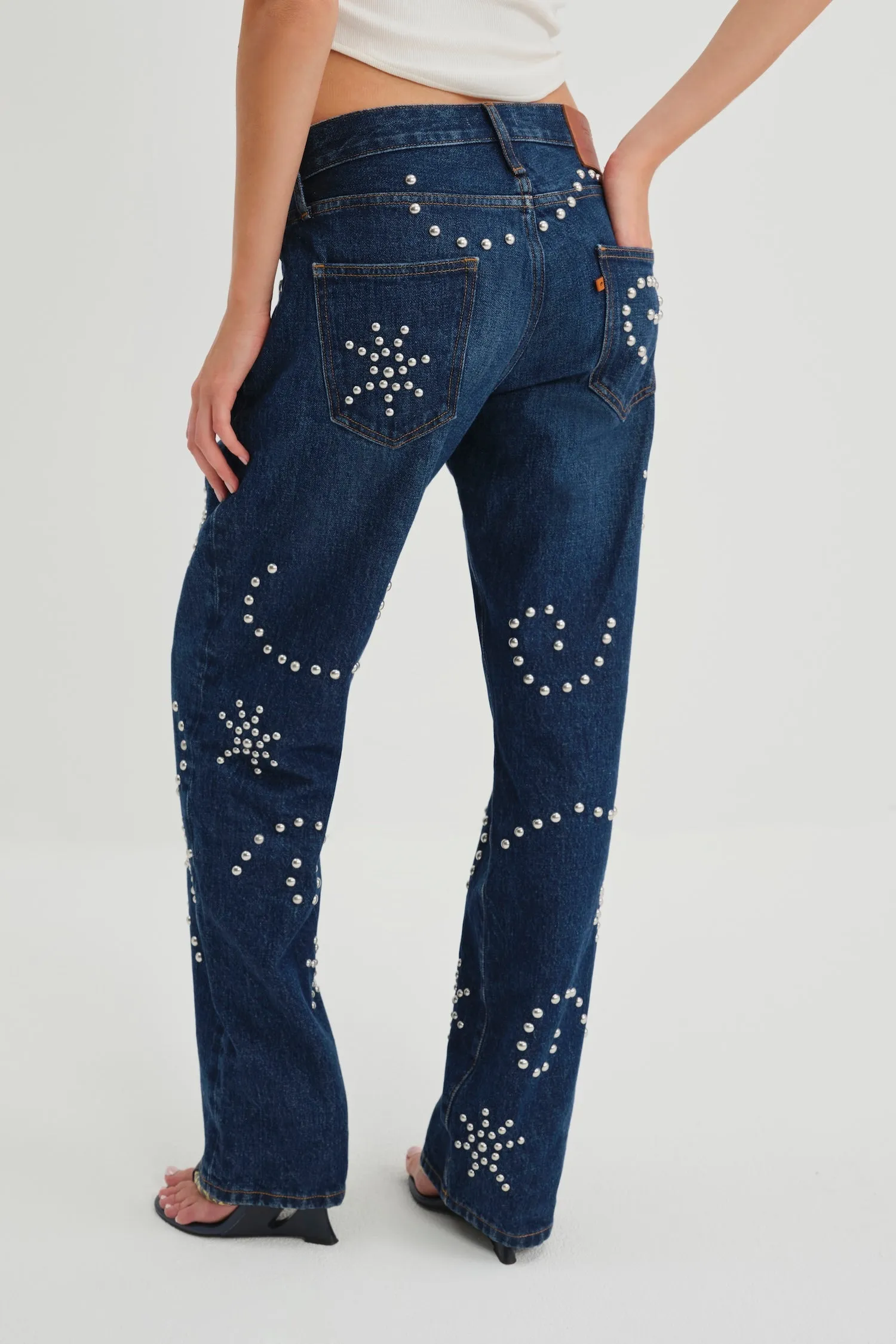 BOYFRIEND JEAN - DARK WASH STUDS sold by Miaou product image thumbnail 4