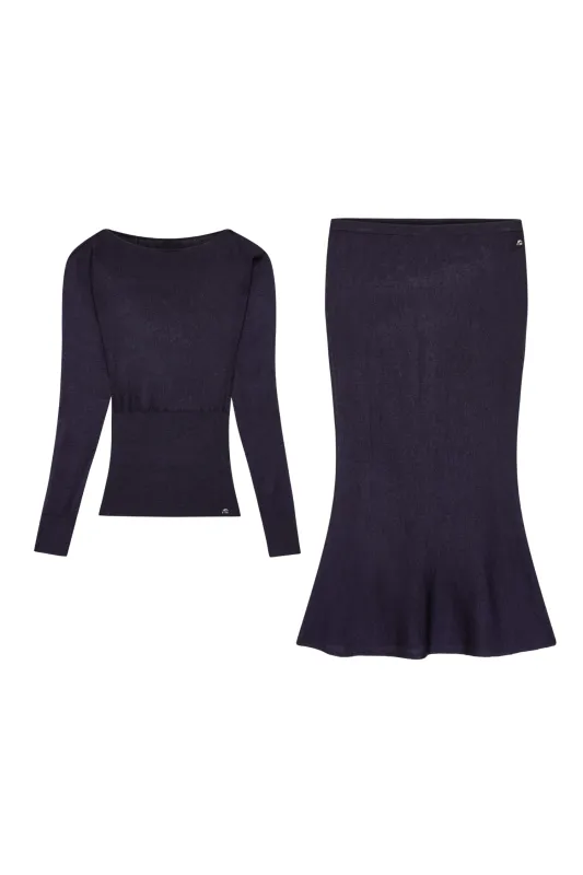 ODESSA TOP + AIMEE SKIRT - NAVY made by Miaou