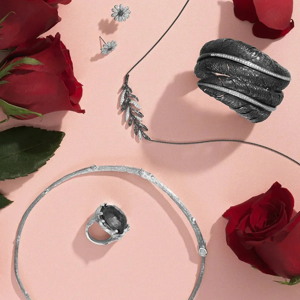Feather Cuff with Diamonds - Black Rhodium Double sold by Michael Aram product image thumbnail 2