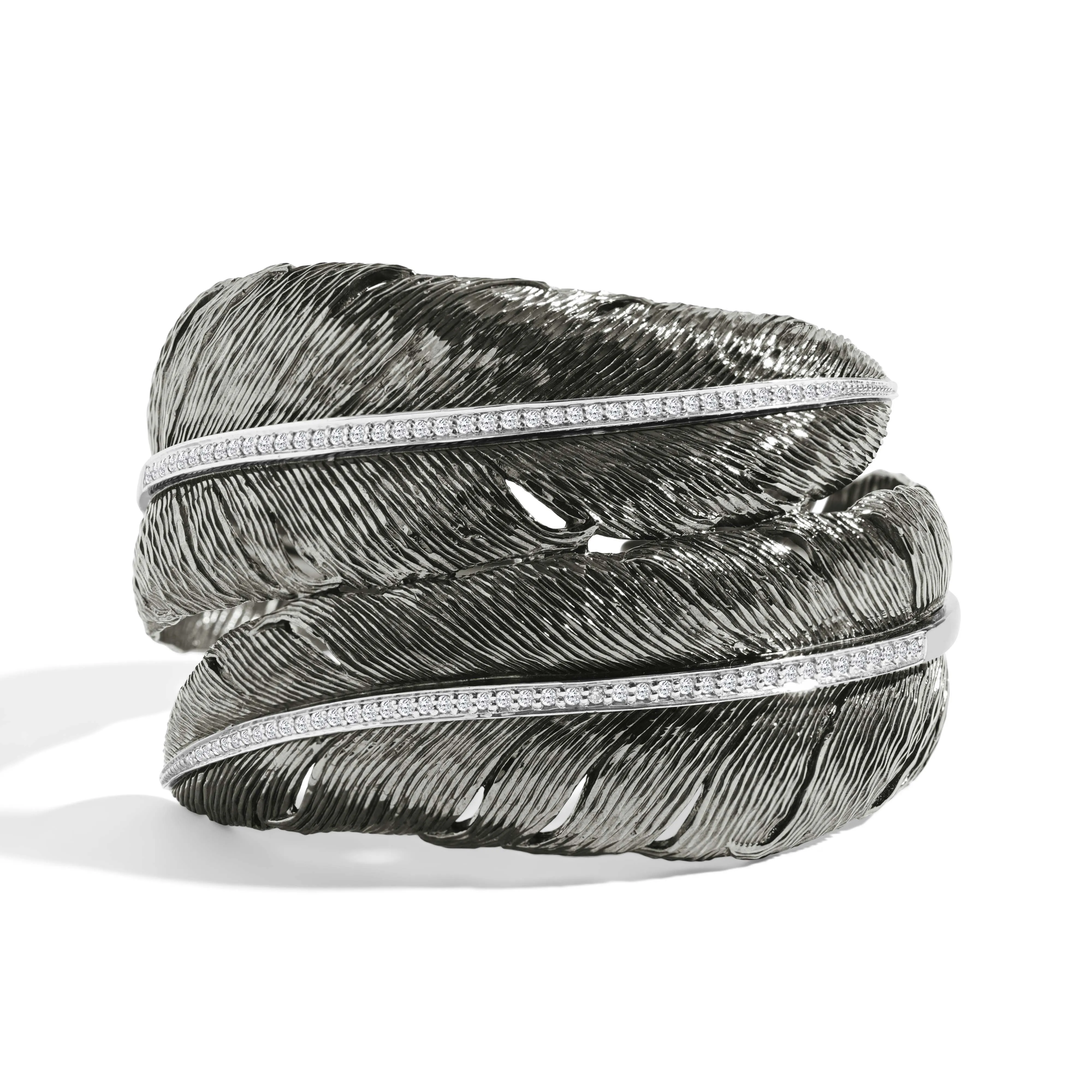 Feather Cuff with Diamonds - Black Rhodium Double sold by Michael Aram product image thumbnail 4