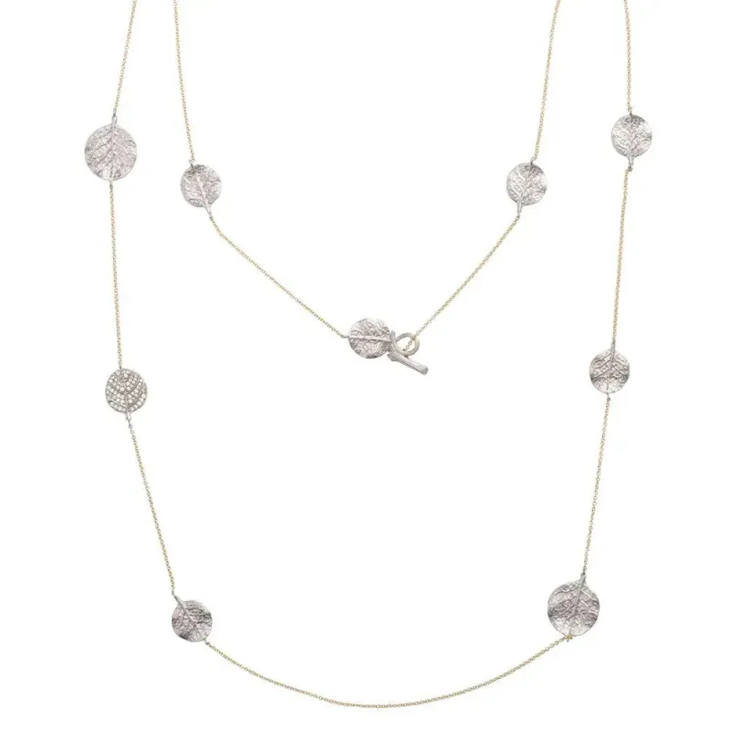Botanical Leaf 36" Station Necklace with Diamonds - Silver made by Michael Aram