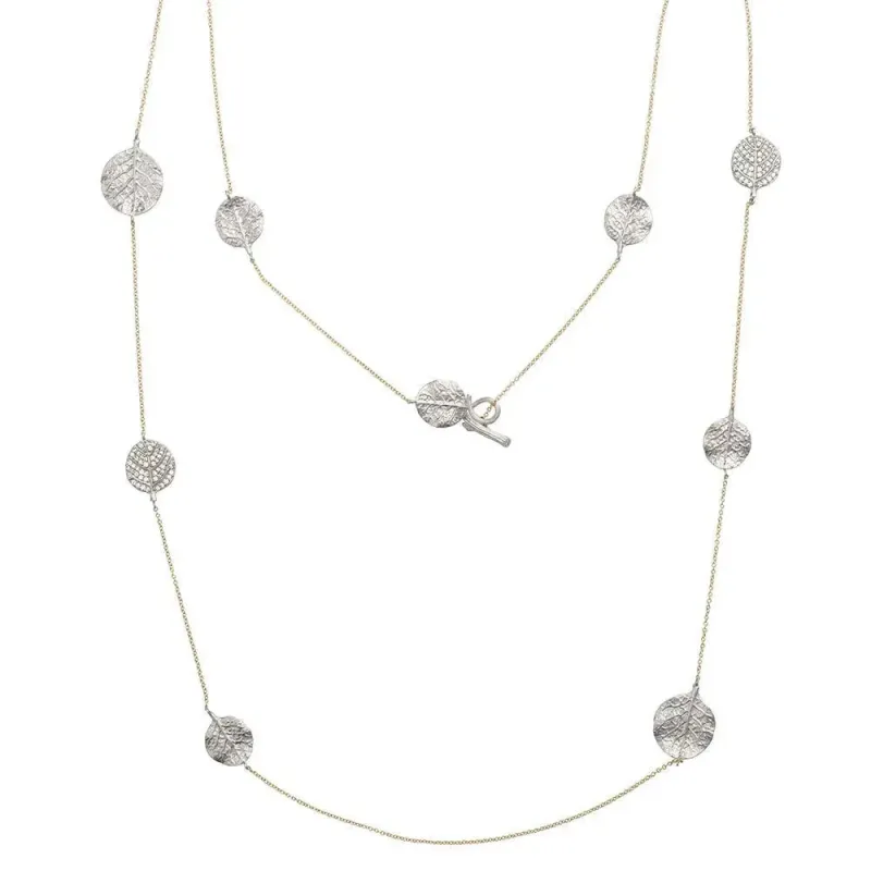 Botanical Leaf 42" Station Necklace with Diamonds - Silver made by Michael Aram