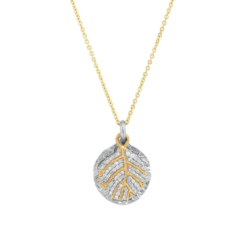 Botanical Leaf Double Charm Necklace with Pavé Diamonds made by Michael Aram