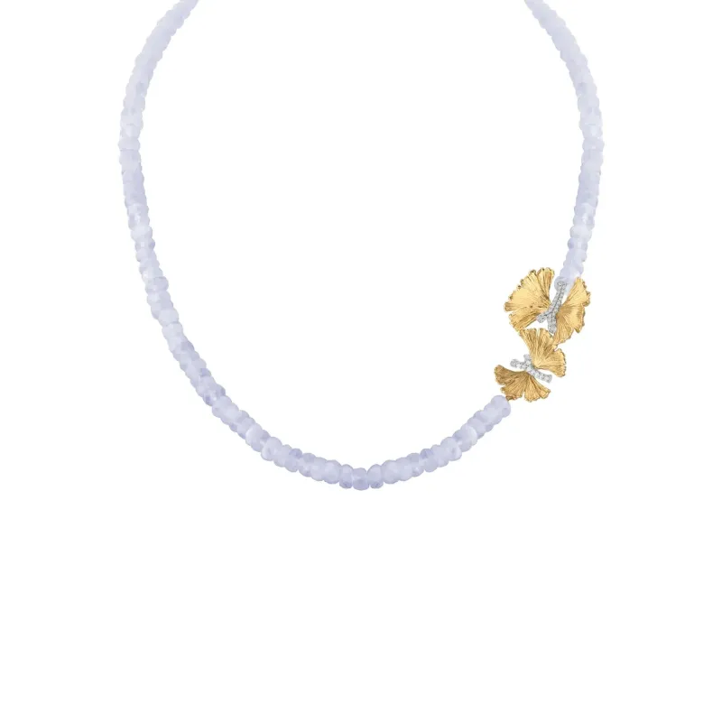 Butterfly Ginkgo Necklace with Chalcedony and Diamonds made by Michael Aram