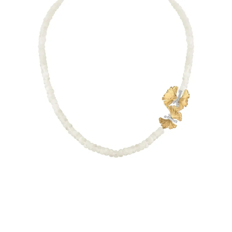 Butterfly Ginkgo Necklace with Moonstone and Diamonds made by Michael Aram