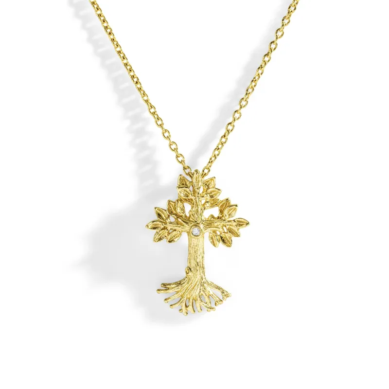 Armenian Tree of Life 33mm Cross Pendant Necklace with Diamonds made by Michael Aram